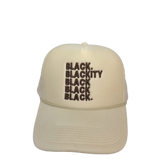 Black Blackity Black Black Black Snapback Trucker Tan/Brown