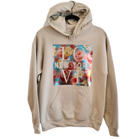 Love New York Spring Floral Hoodie Tan